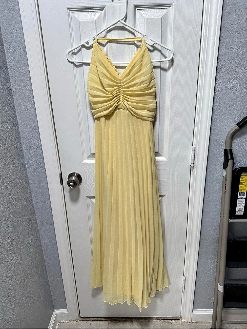 ASOS Yellow Pleated Maxi Dress Size 14 Like New